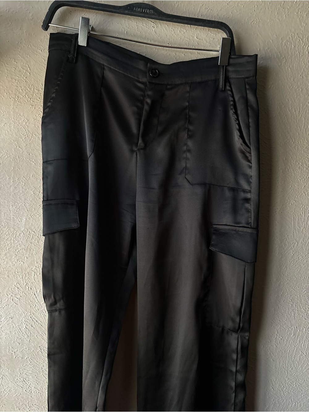 Black Silk Cargo Dress Pants